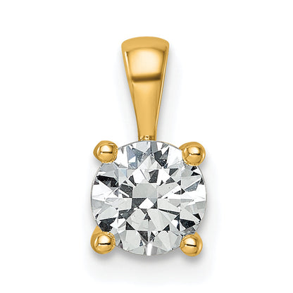 14k Yellow Gold 14k 3/4 carat Lab Grown Diamond VS+ F+ Round Complete Four Prong Pendant