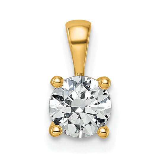 14k Yellow Gold 14k 3/4 carat Lab Grown Diamond VS+ F+ Round Complete Four Prong Pendant
