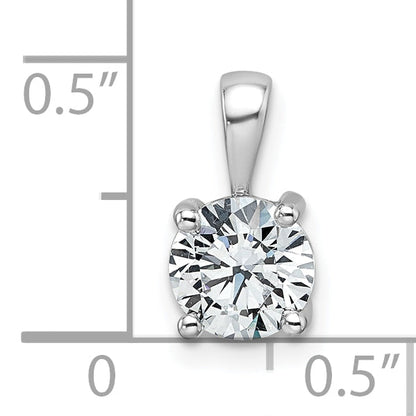 14K White Gold 1 Carat Certified Lab Grown Diamond Vs+ F+ Round Complete Four Prong Pendant