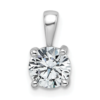 14K White Gold 1 Carat Certified Lab Grown Diamond Vs+ F+ Round Complete Four Prong Pendant