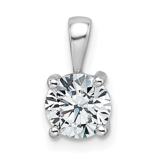 14K White Gold 1 Carat Certified Lab Grown Diamond Vs+ F+ Round Complete Four Prong Pendant
