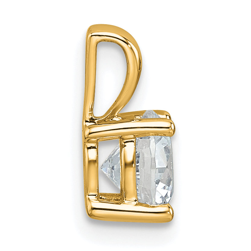 14K Yellow Gold 1 Carat Lab Grown Diamond Vs+ F+ Round Complete Four Prong Pendant