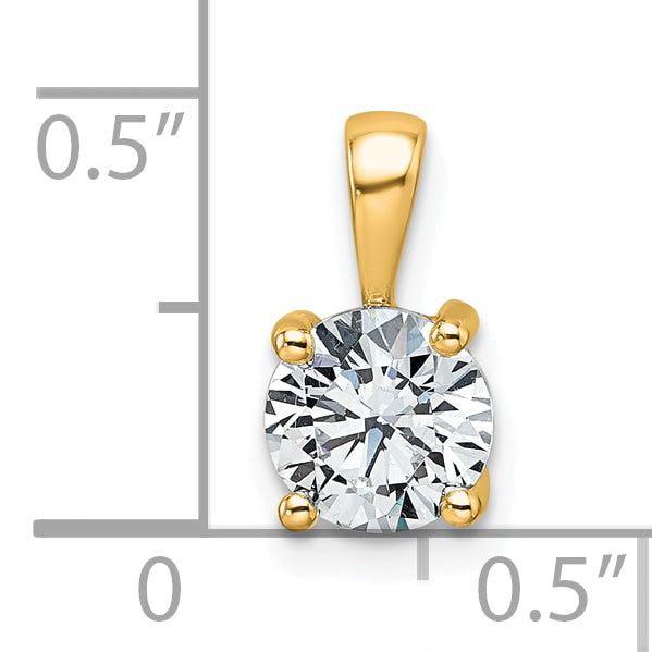 14k Yellow Gold 1 Ct. Lab Grown Diamond VS/SI+ G+ Round Four Prong Pendant