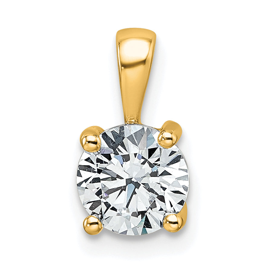 14k Yellow Gold 1 Ct. Lab Grown Diamond VS/SI+ G+ Round Four Prong Pendant