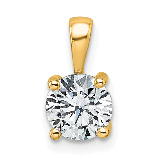 14k Yellow Gold 1 Ct. Lab Grown Diamond VS/SI+ G+ Round Four Prong Pendant