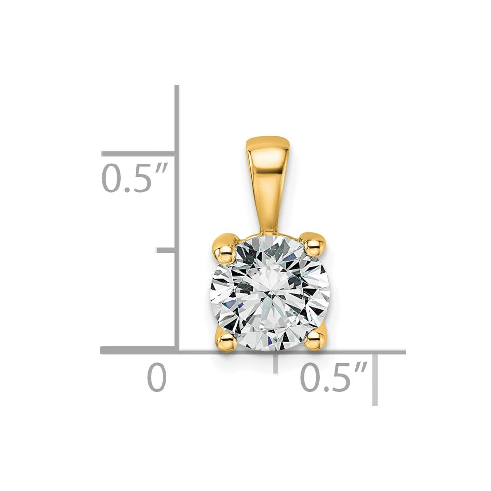14k Yellow Gold 1 1/2 Ct. Lab Grown Diamond VS/SI+ G+ Round Four Prong Pendant