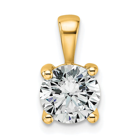 14k Yellow Gold 1 1/2 Ct. Lab Grown Diamond VS/SI+ G+ Round Four Prong Pendant