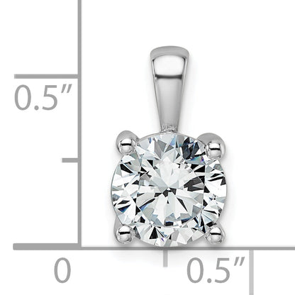 14K White Gold 2 Carat Certified Lab Grown Diamond Vs+ F+ Round Complete Four Prong Pendant