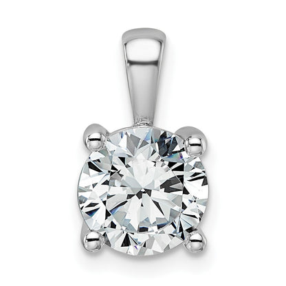 14k White Gold 2 Ct. Lab Grown Diamond VS/SI+ G+ Round Four Prong Pendant