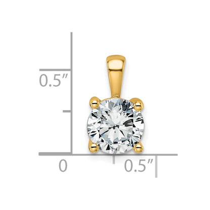 14k Yellow Gold 2 Ct. Certified Lab Grown Diamond VS/SI+ G+ Round Four Prong Pendant