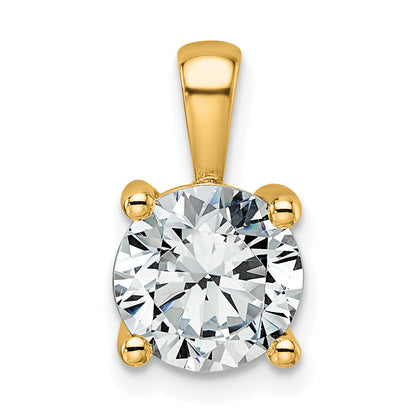 14k Yellow Gold 14k 2 carat Lab Grown Diamond VS+ F+ Round Complete Four Prong Pendant