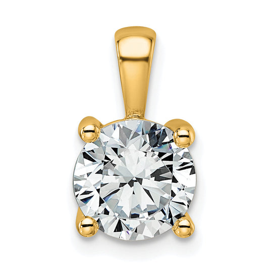 14k Yellow Gold 14k 2 carat Lab Grown Diamond VS+ F+ Round Complete Four Prong Pendant