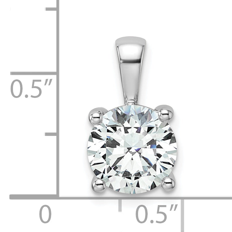 14K White Gold 2 1/2 Carat Certified Lab Grown Diamond Vs+ F+ Round Complete Four Prong Pendant