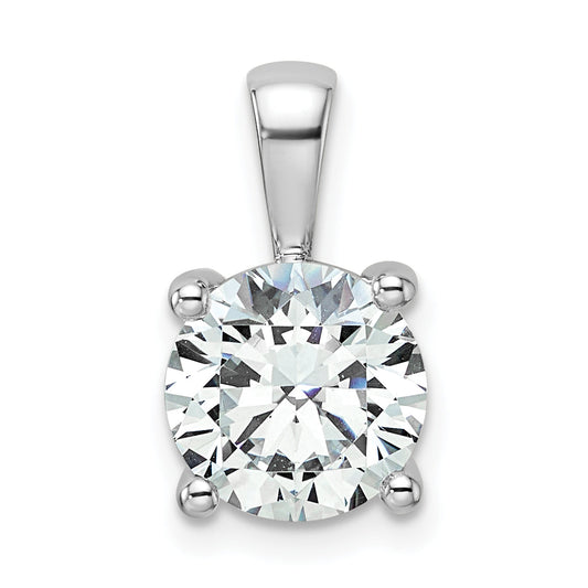 14K White Gold 2 1/2 Carat Certified Lab Grown Diamond Vs+ F+ Round Complete Four Prong Pendant