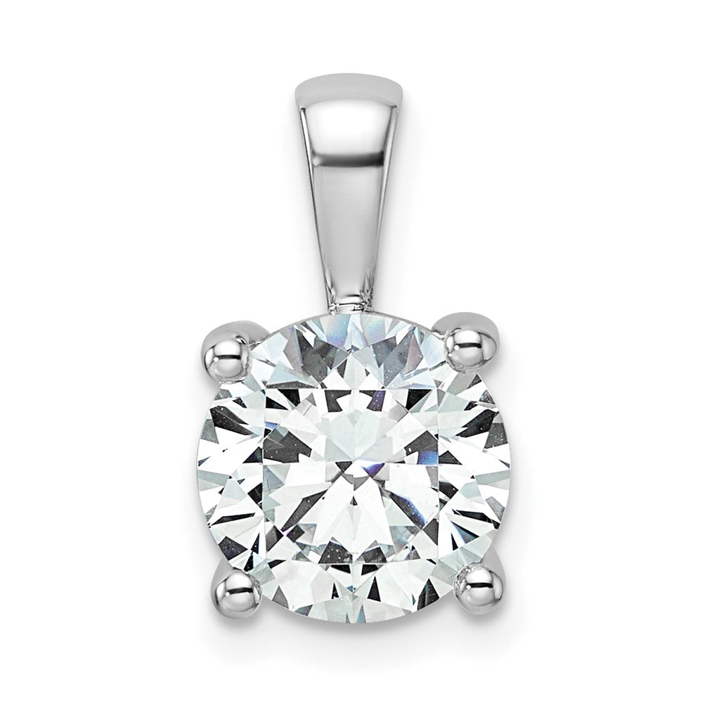 14k White Gold 2 1/2 Ct. Lab Grown Diamond VS/SI+ G+ Round Four Prong Pendant