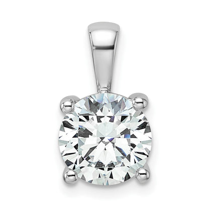 14k White Gold 2 1/2 Ct. Lab Grown Diamond VS/SI+ G+ Round Four Prong Pendant