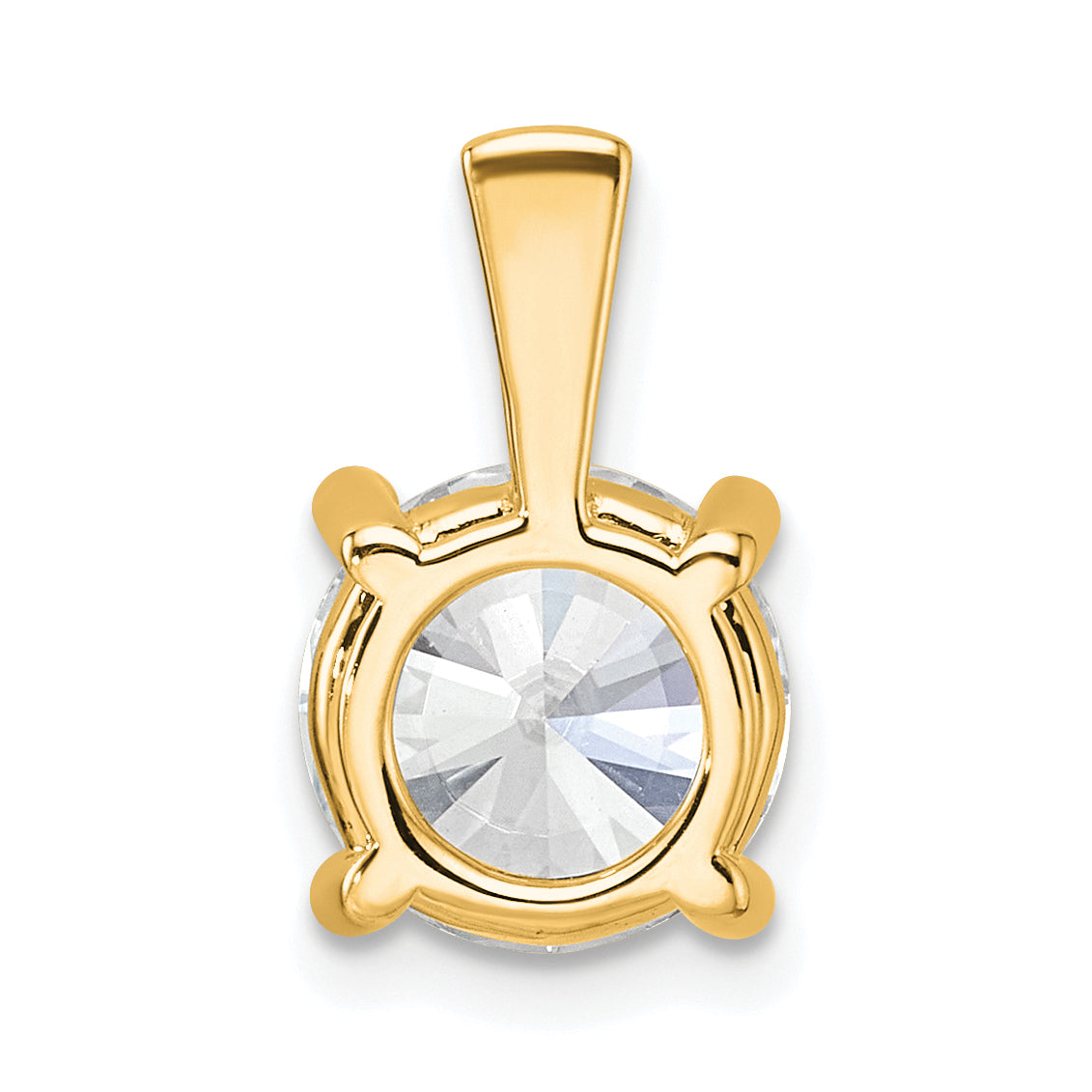 14K Yellow Gold 2 1/2 Carat Certified Lab Grown Diamond Vs+ F+ Round Complete Four Prong Pendant