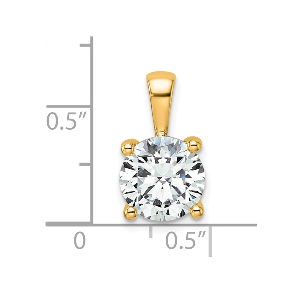 14k Yellow Gold 2 1/2 Ct. Lab Grown Diamond VS/SI+ G+ Round Four Prong Pendant
