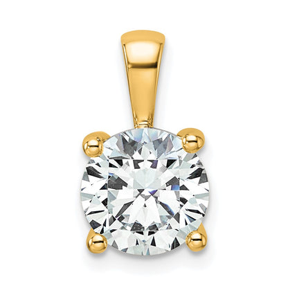 14k Yellow Gold 2 1/2 Ct. Certified Lab Grown Diamond VS/SI+ G+ Round Four Prong Pendant
