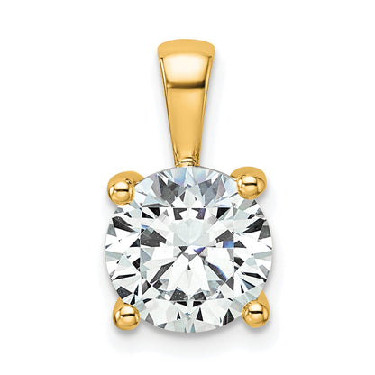 14K Yellow Gold 2 1/2 Carat Certified Lab Grown Diamond Vs+ F+ Round Complete Four Prong Pendant