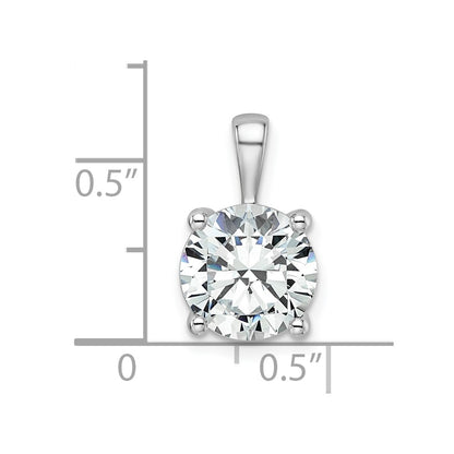 14k White Gold 3 Ct. Certified Lab Grown Diamond VS/SI+ G+ Round Complete Four Prong Pendant