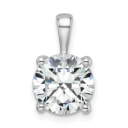 14k White Gold 3 Ct. Lab Grown Diamond VS/SI+ G+ Round Four Prong Pendant
