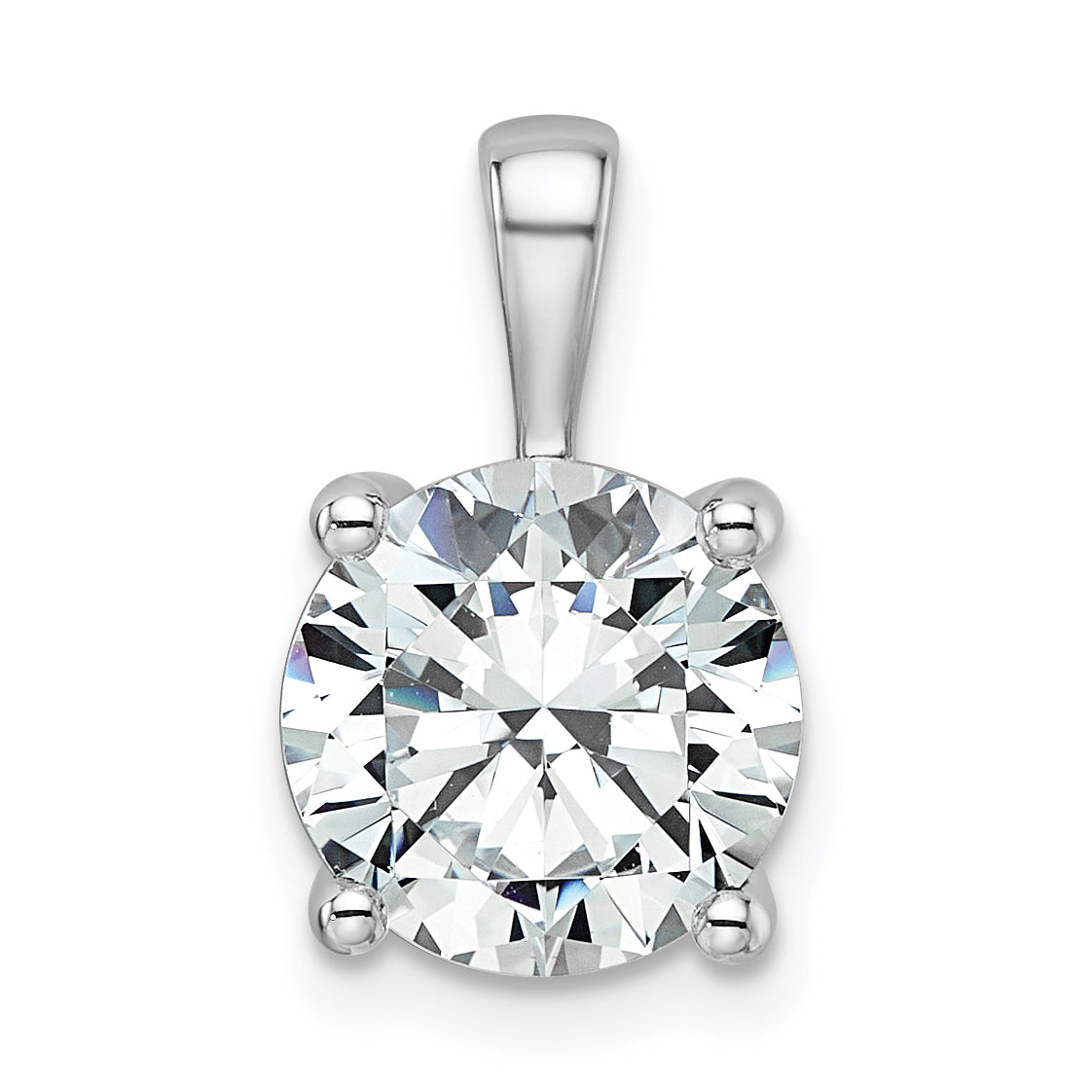 14K White Gold 3 Carat Certified Lab Grown Diamond Vs+ F+ Round Complete Four Prong Pendant
