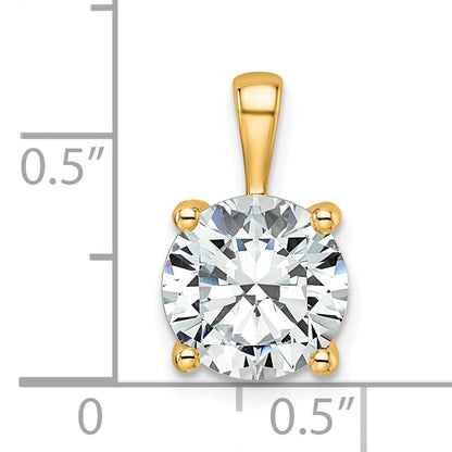 14K Yellow Gold 3 Carat Certified Lab Grown Diamond Vs+ F+ Round Complete Four Prong Pendant