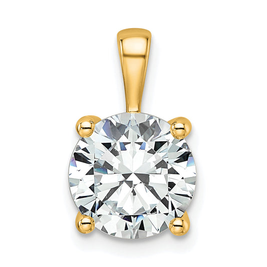 14K Yellow Gold 3 Carat Certified Lab Grown Diamond Vs+ F+ Round Complete Four Prong Pendant