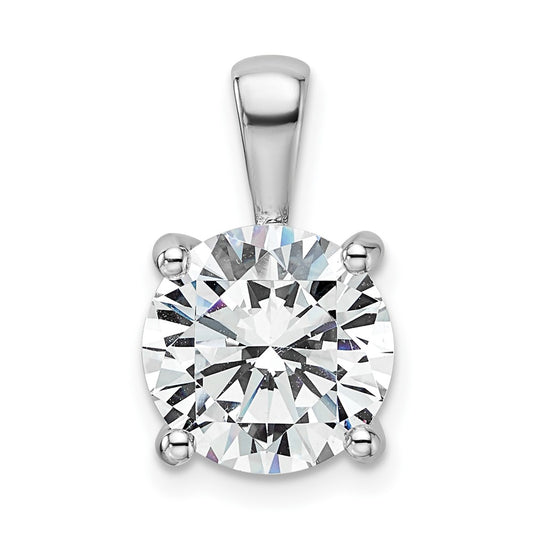 14k White Gold 4 Ct. Lab Grown Diamond VS/SI+ G+ Round Four Prong Pendant