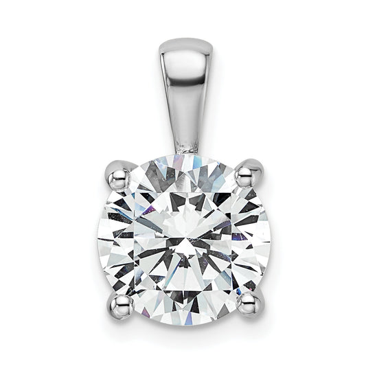 14K White Gold 4 Carat Lab Grown Diamond Vs+ F+ Round Complete Four Prong Pendant