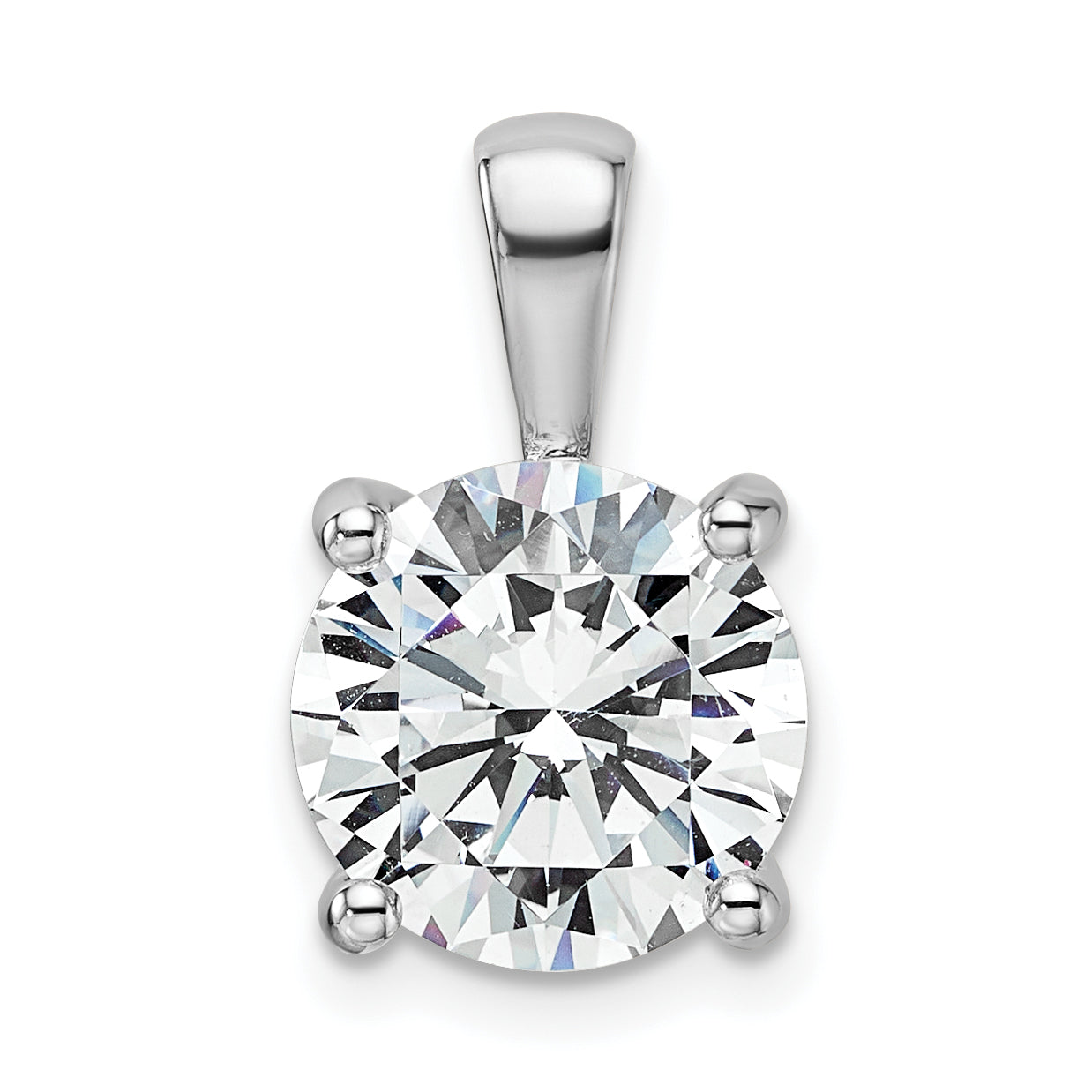 14K White Gold 4 Carat Certified Lab Grown Diamond Vs+ F+ Round Complete Four Prong Pendant