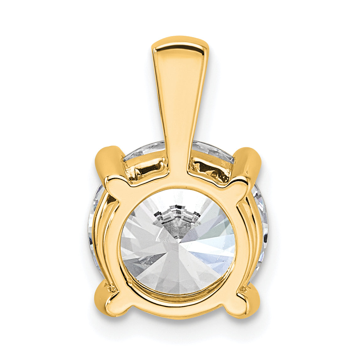 14K Yellow Gold 4 Carat Lab Grown Diamond Vs+ F+ Round Complete Four Prong Pendant