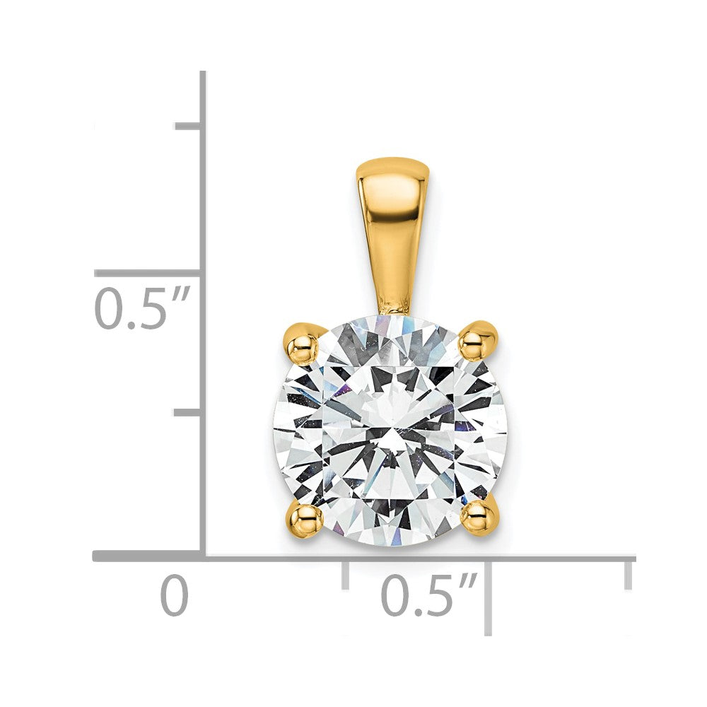 14k Yellow Gold 4 Ct. Lab Grown Diamond VS/SI+ G+ Round Four Prong Pendant