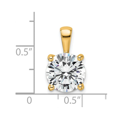 14k Yellow Gold 4 Ct. Lab Grown Diamond VS/SI+ G+ Round Four Prong Pendant