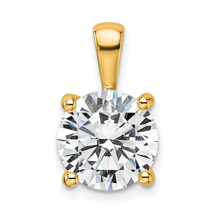 14k Yellow Gold 4 Ct. Lab Grown Diamond VS/SI+ G+ Round Four Prong Pendant