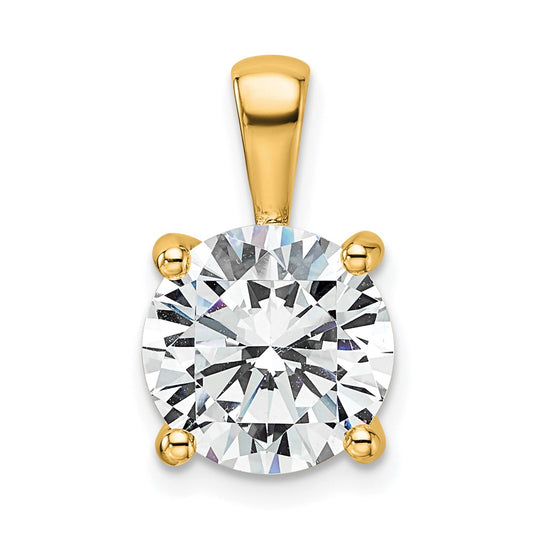 14k Yellow Gold 4 Ct. Lab Grown Diamond VS/SI+ G+ Round Four Prong Pendant