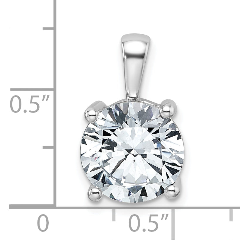 14K White Gold 5 Carat Lab Grown Diamond Vs+ F+ Round Complete Four Prong Pendant