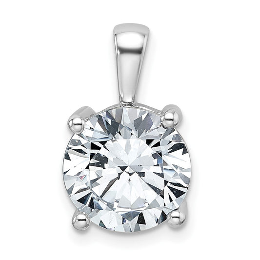 14k White Gold 5 Ct. Lab Grown Diamond VS/SI+ G+ Round Four Prong Pendant
