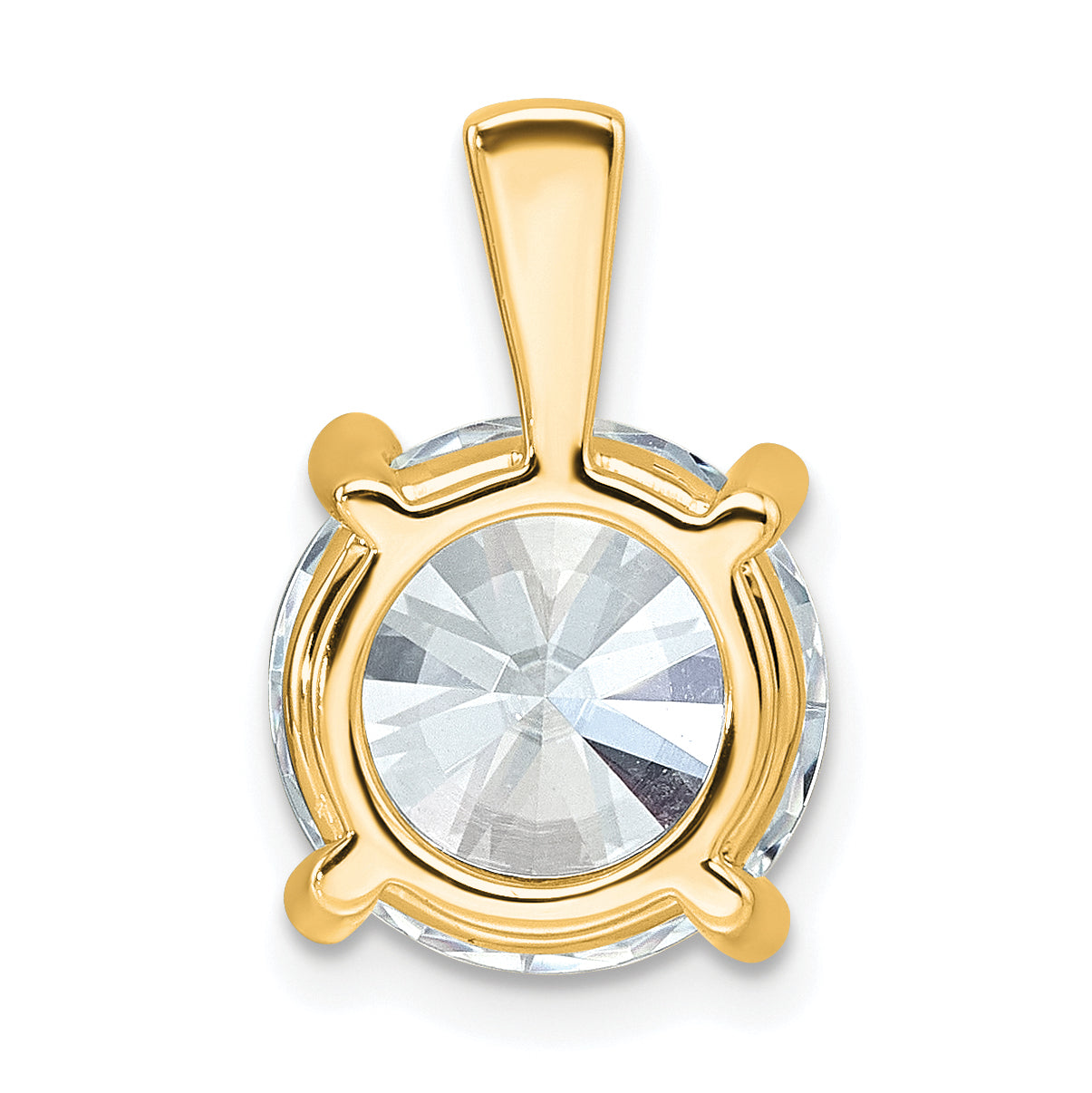 14K Yellow Gold 5 Carat Certified Lab Grown Diamond Vs+ F+ Round Complete Four Prong Pendant