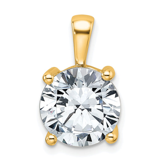 14K Yellow Gold 5 Carat Lab Grown Diamond Vs+ F+ Round Complete Four Prong Pendant