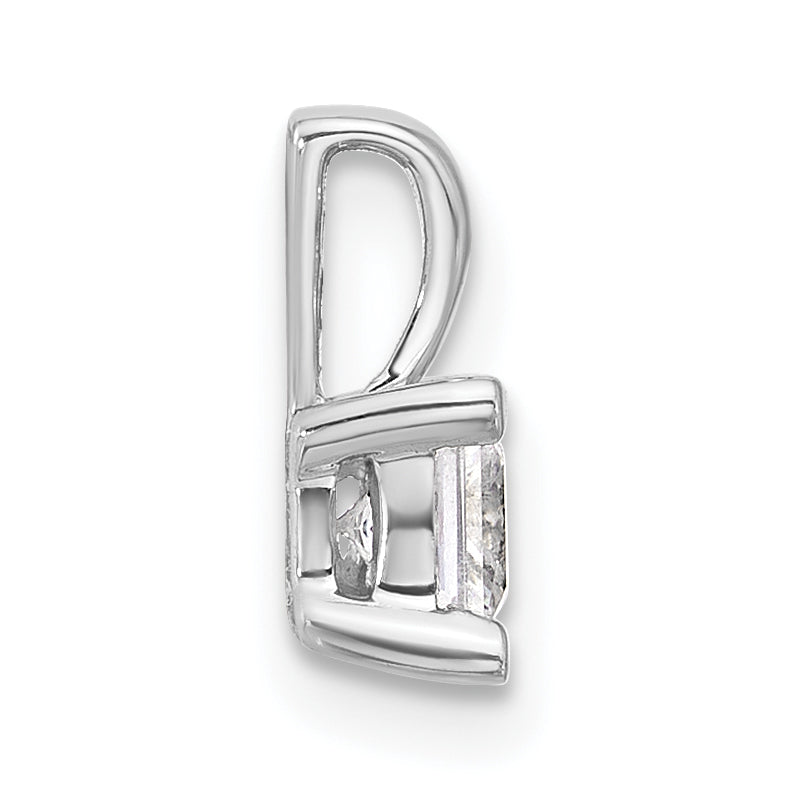 14K White Gold 1/2 Carat Certified Lab Grown Diamond Vs+ F+ Princess Complete Four Prong Pendant
