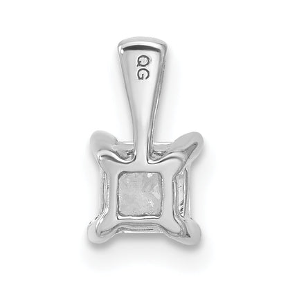 14K White Gold 1/2 Carat Certified Lab Grown Diamond Vs+ F+ Princess Complete Four Prong Pendant