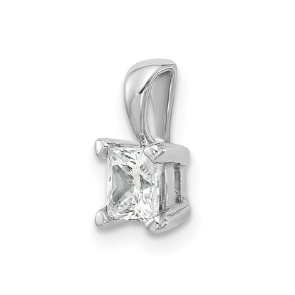 14k White Gold 1/2 Ct. Certified Lab Grown Diamond VS/SI+ G+ Princess Complete Four Prong Pendant