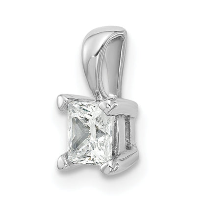 14K White Gold 1/2 Carat Certified Lab Grown Diamond Vs+ F+ Princess Complete Four Prong Pendant
