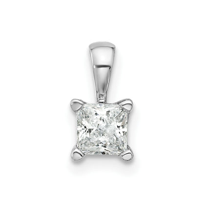 14k White Gold 1/2 Ct. Certified Lab Grown Diamond VS/SI+ G+ Princess Complete Four Prong Pendant