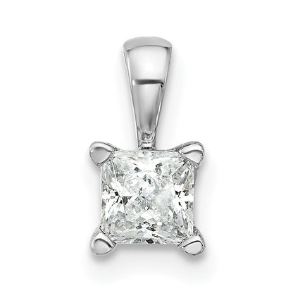 14k White Gold 14k White Gold 1/2 carat Lab Grown Diamond VS+ F+ Princess Complete Four Prong Pendant