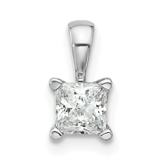 14k White Gold 14k White Gold 1/2 carat Lab Grown Diamond VS+ F+ Princess Complete Four Prong Pendant