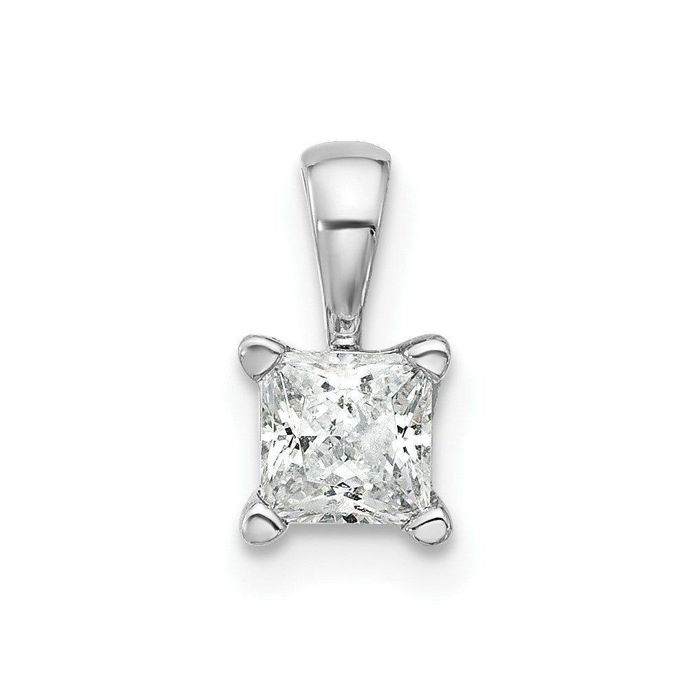 14k White Gold 1/2 Ct. Lab Grown Diamond VS/SI+ G+ Princess Complete Four Prong Pendant