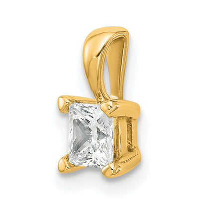 14k Yellow Gold 1/2 Ct. Lab Grown Diamond VS/SI+ G+ Princess Four Prong Pendant